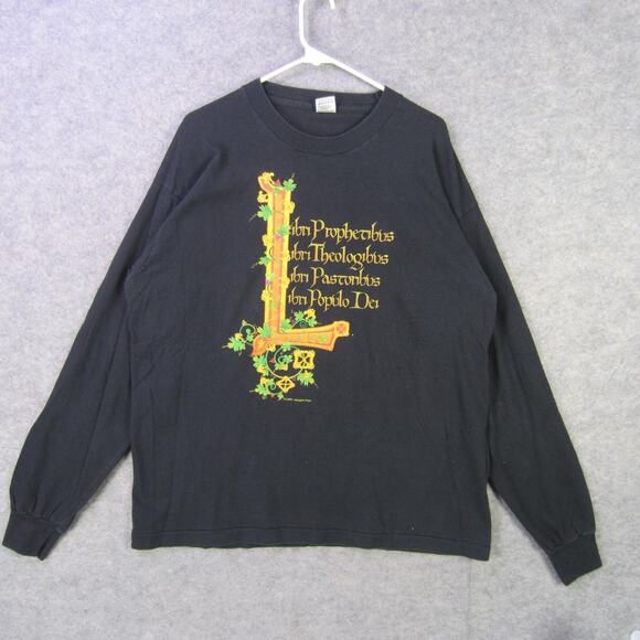 Vintage Abingdon Press Shirt Mens Extra Large Black Long Sleeve Made USA 90s - Picture 1 of 9